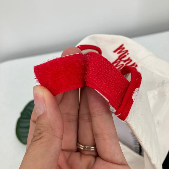 Disney Red White Black Sparkle Polka Dot Minnie Mouse Adjustable Baseball Hat - Picture 9 of 10